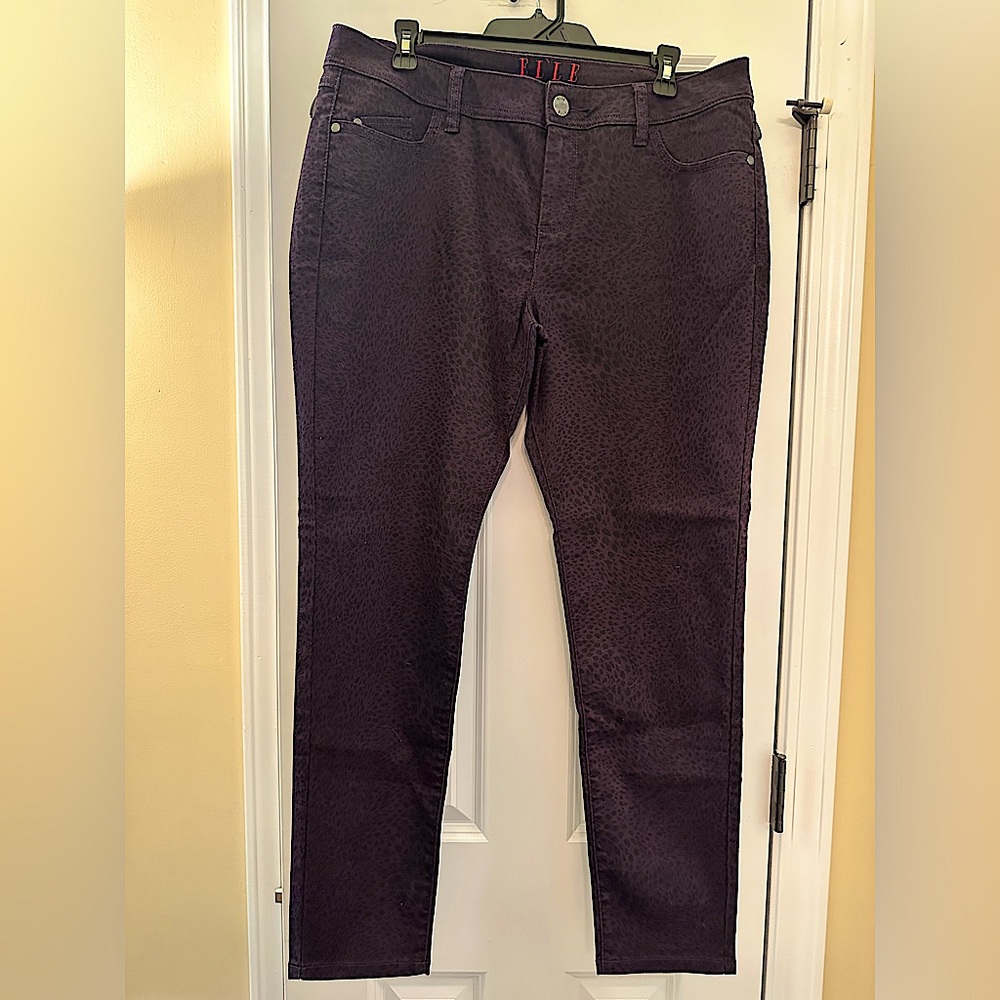 ELLE Purple Cheetah Print Jeans Women’s Sz 16